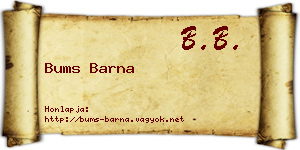 Bums Barna névjegykártya